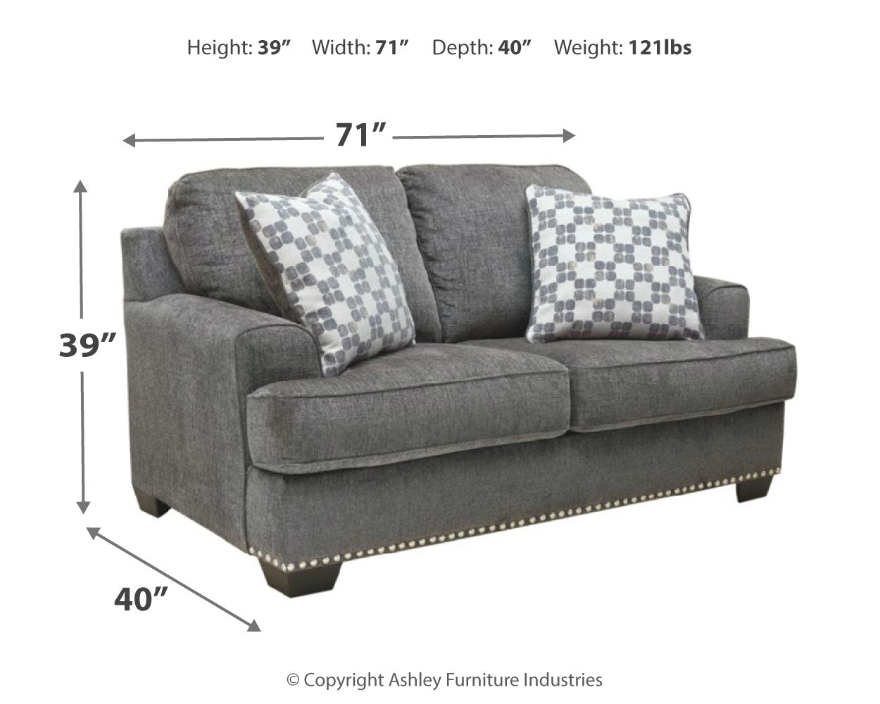 Locklin Dark Gray Sofa, Loveseat, Chair, and Ottoman