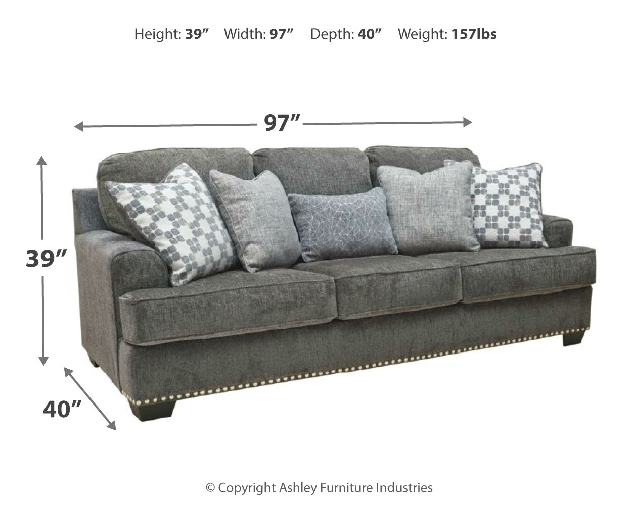 Locklin Dark Gray Sofa, Loveseat, Chair, and Ottoman