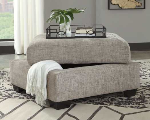 Megginson Storm Gray Ottoman w/ Storage