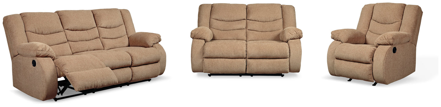 Tulen Mocha Reclining Sofa, Loveseat and Recliner