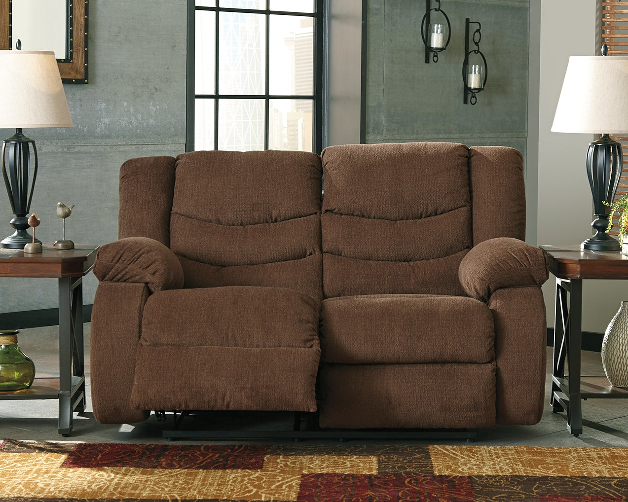 Tulen Brown Reclining Loveseat and Recliner