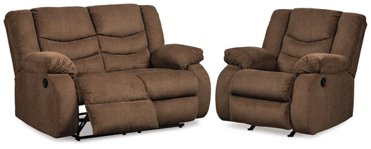 Tulen Brown Reclining Loveseat and Recliner