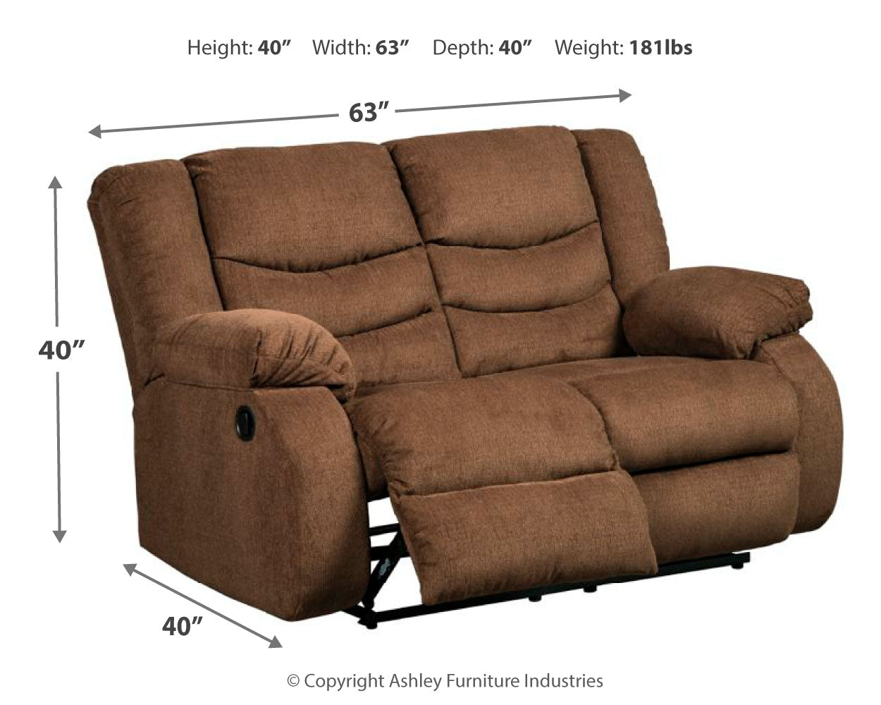 Tulen Brown Reclining Loveseat and Recliner