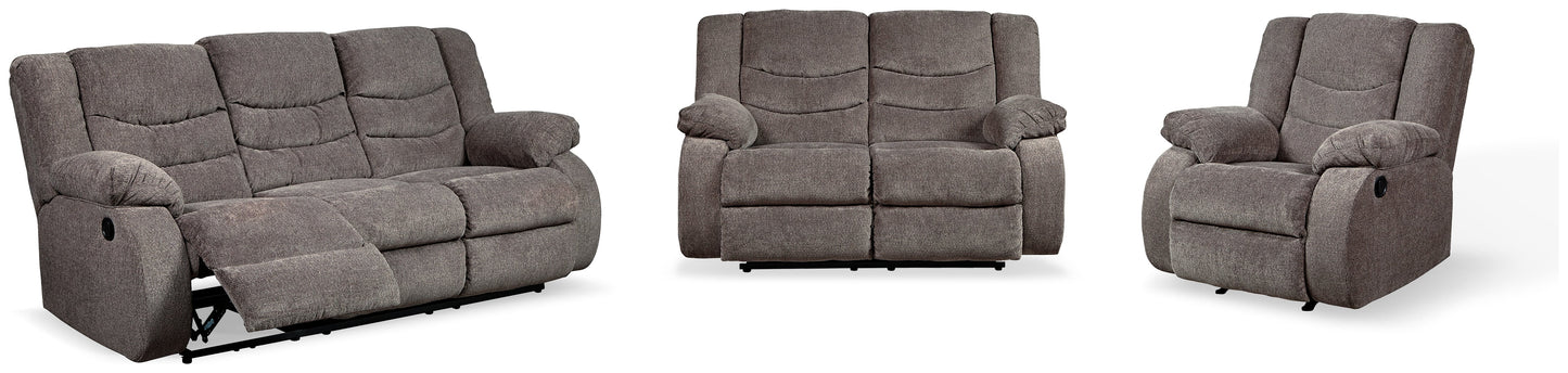 Tulen Gray Reclining Sofa, Loveseat and Recliner