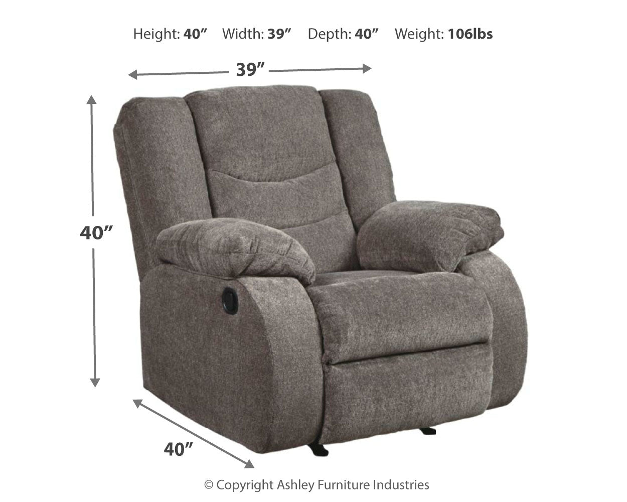 Tulen Gray Reclining Loveseat and Recliner