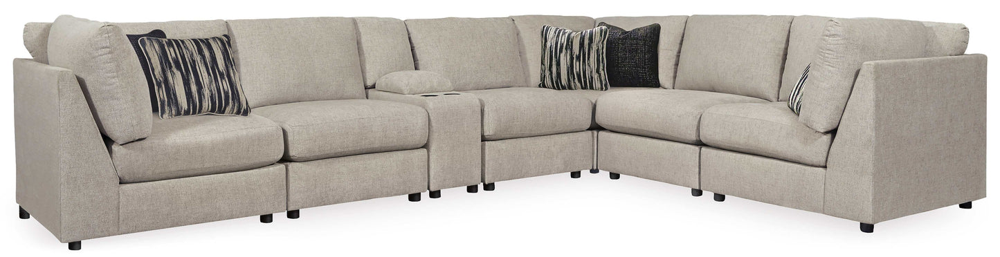 Kellway Bisque 7pc Sectional Sofa w/ Storage Console