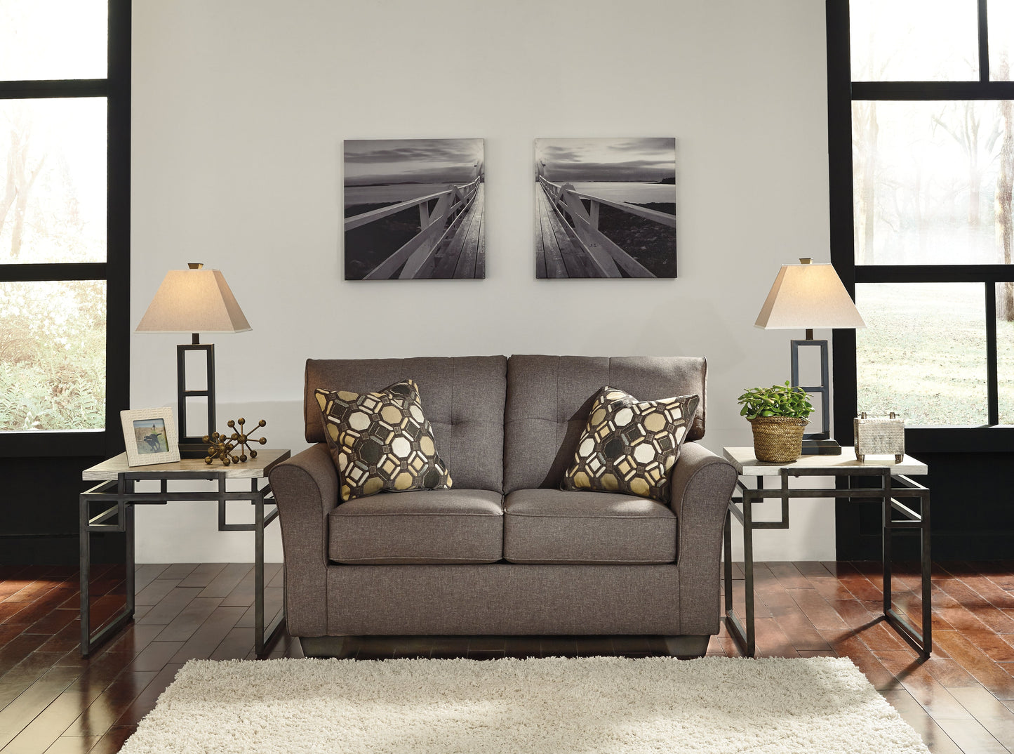 Tibbee Gray Sofa and Loveseat with Chaise