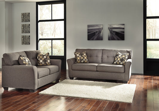 Tibbee Gray Full Sofa Sleeper and Loveseat