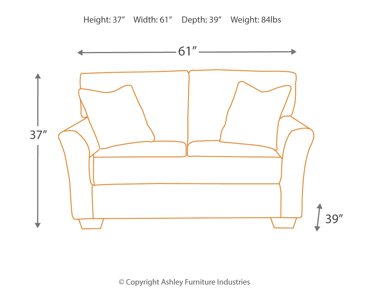 Tibbee Gray Full Sofa Sleeper and Loveseat