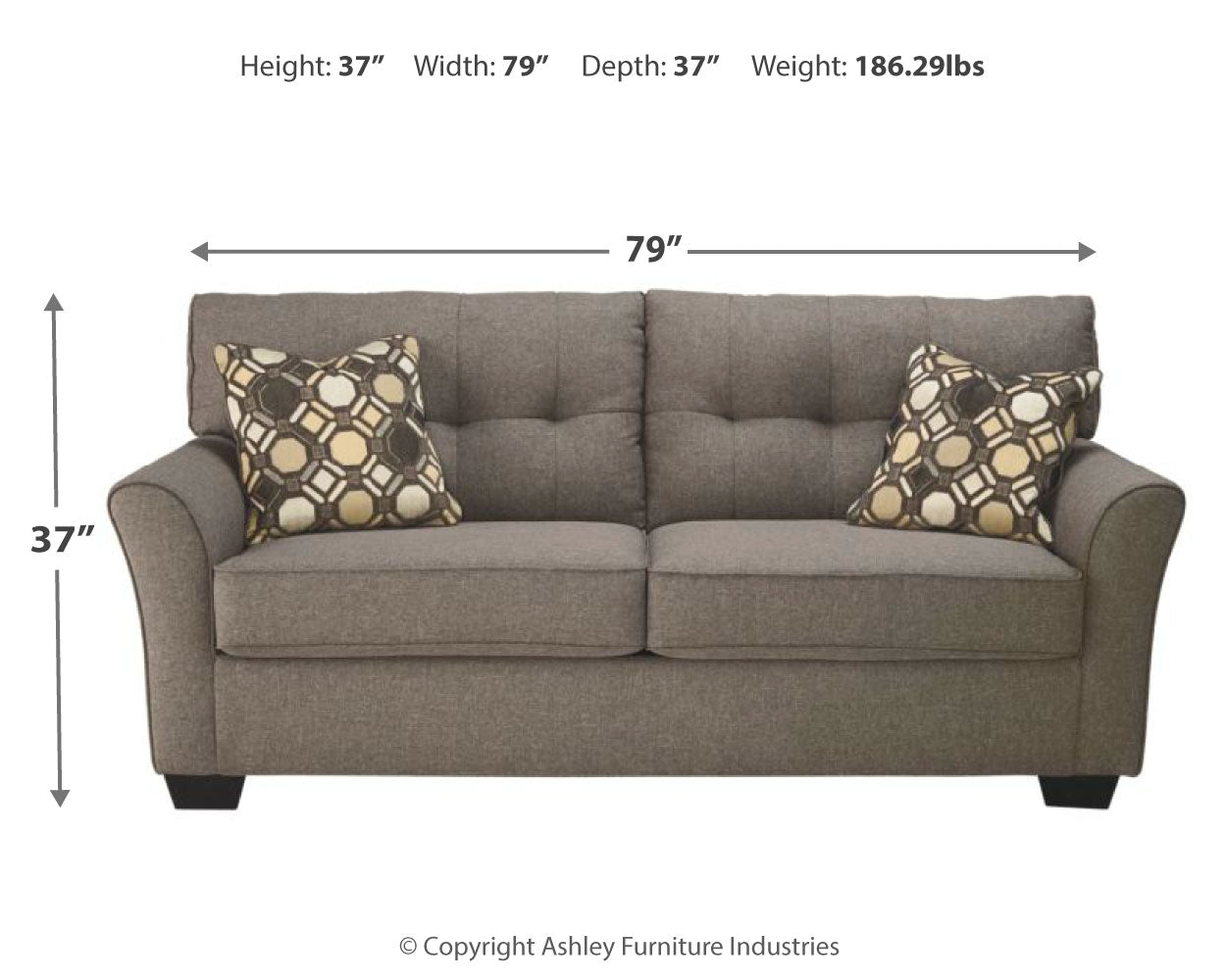 Tibbee Gray Full Sofa Sleeper and Loveseat