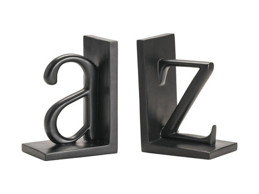 A To Z Black Bookend Pair (Set of 2) - Ornate Home