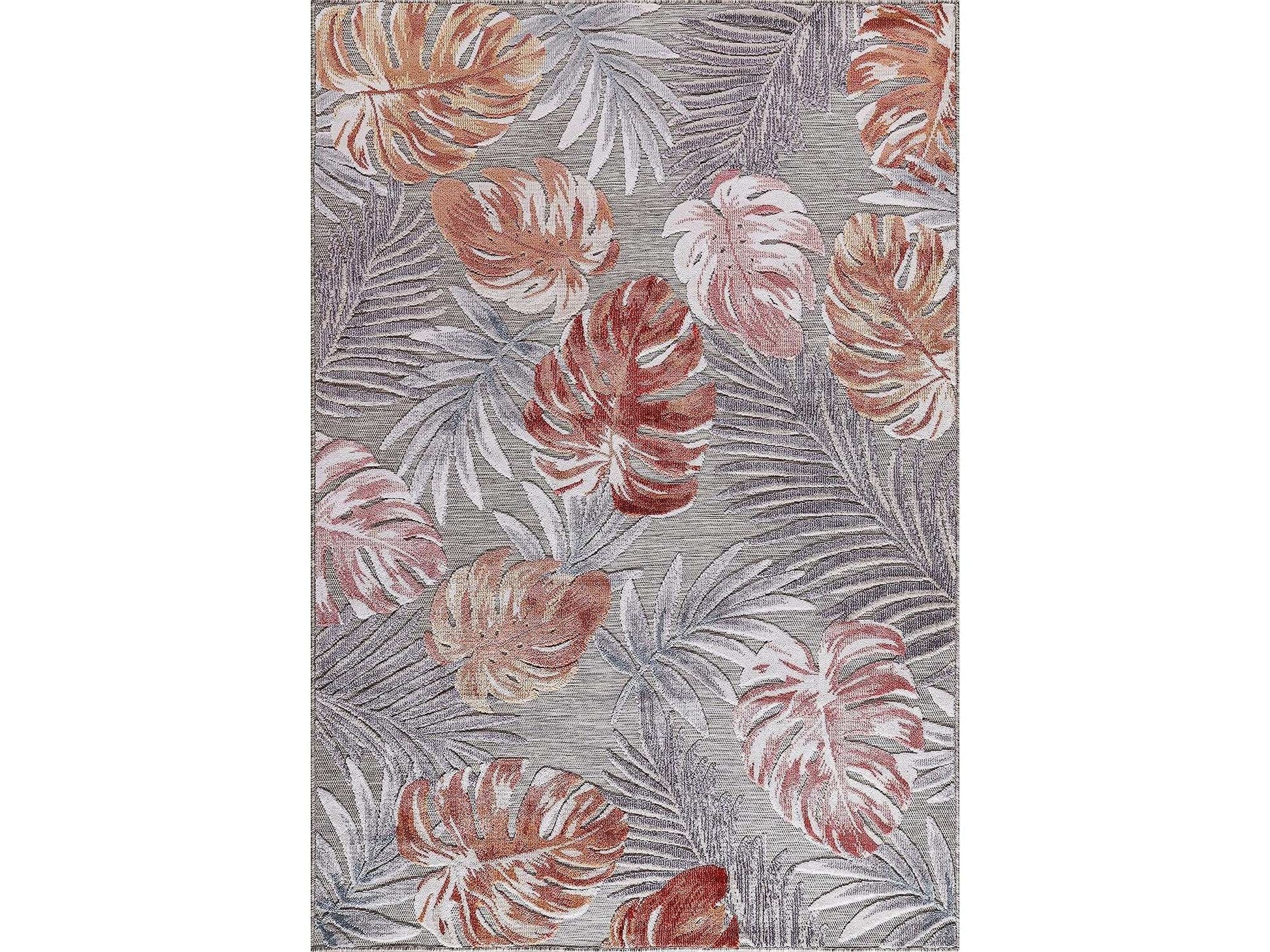 Spring Multi Color Leaf Tropical Botanical Non-Shedding Indoor/Outdoor Area Rugs - Ornate Home