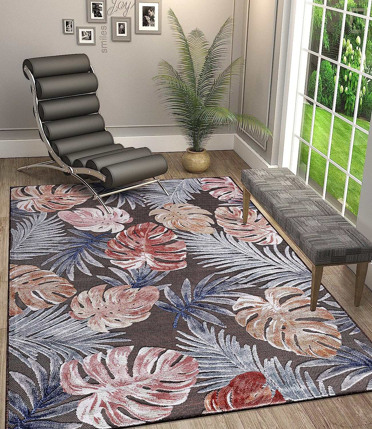 Spring Brown Leaf Tropical Botanical Non-Shedding Indoor/Outdoor Area Rugs - Ornate Home