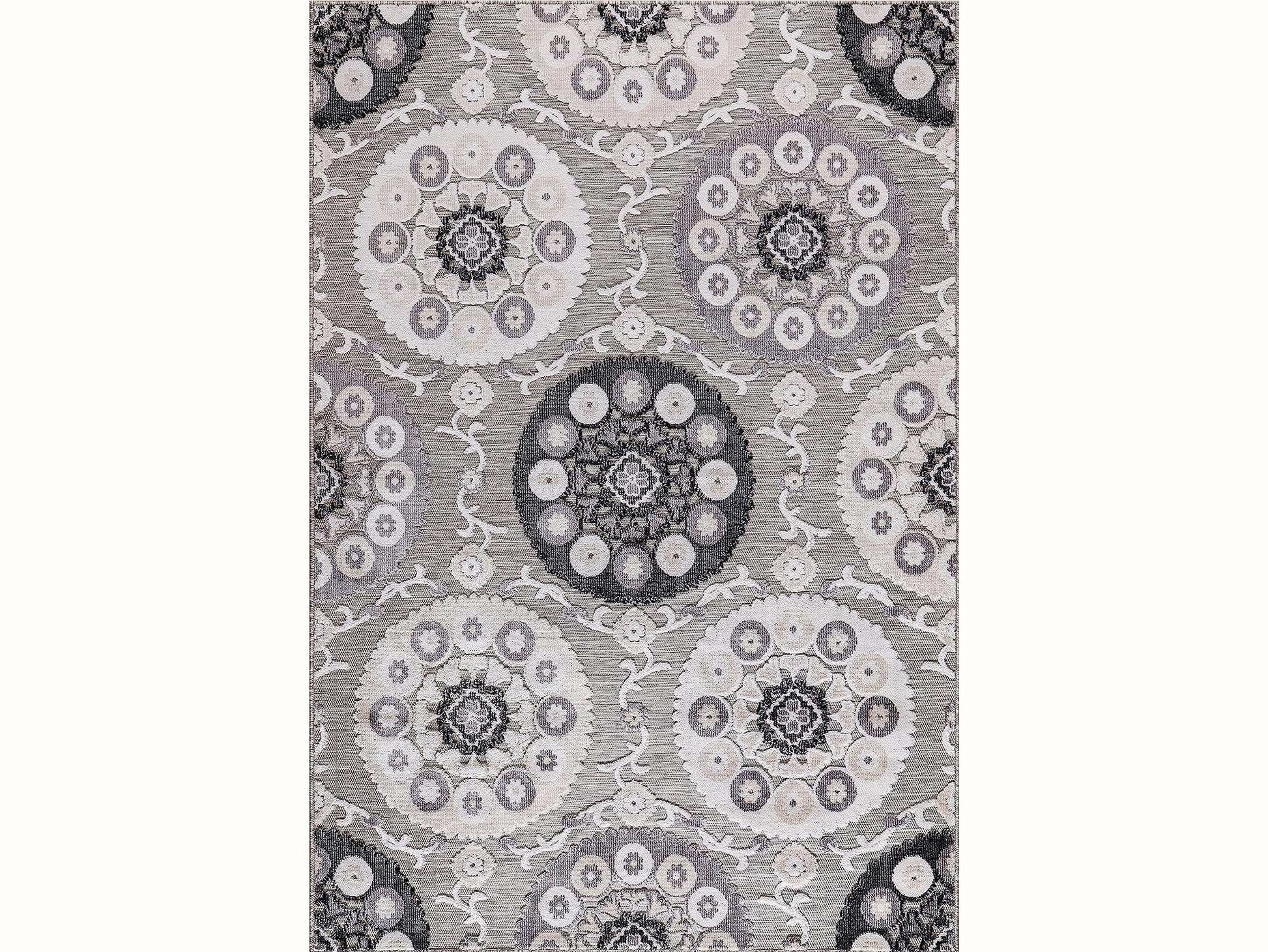 Spring Gray Bohemian Medallion Floral Non-Shedding Indoor/Outdoor Area Rugs - Ornate Home