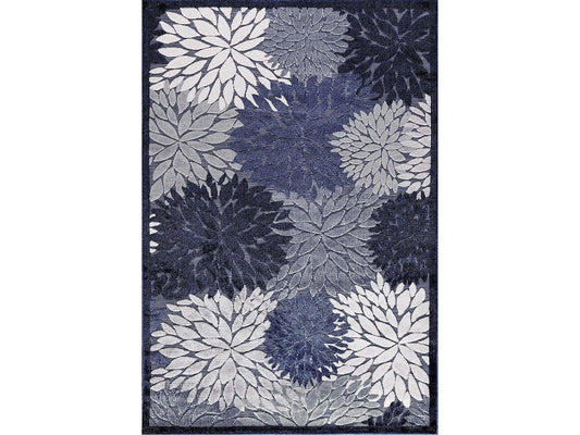 Spring Navy Floral Exotic Tropical Non-Shedding Indoor/Outdoor Area Rugs - Ornate Home