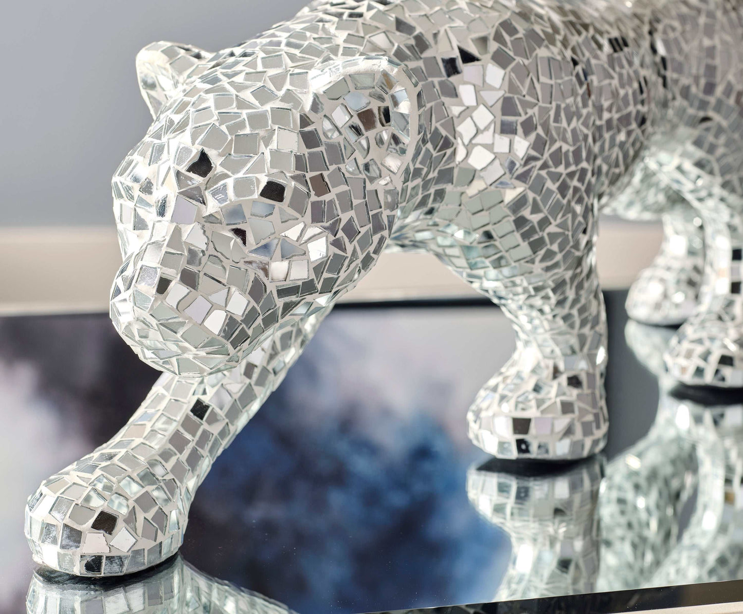 Drice Mirrored Panther Sculpture