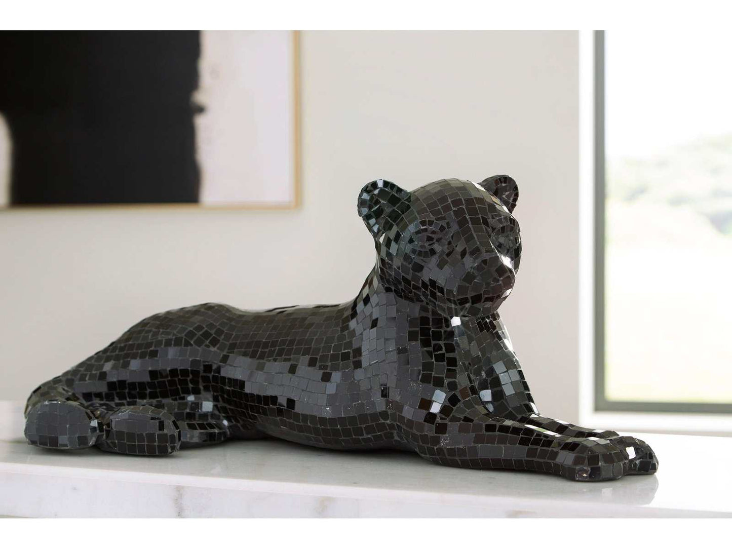 Drice Black Glass Panther Sculpture