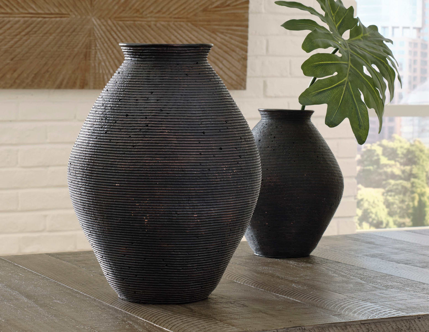 Hannela Antique Brown Vase (12"H)