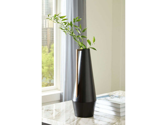 Pouderbell Black/Gold Finish Vase