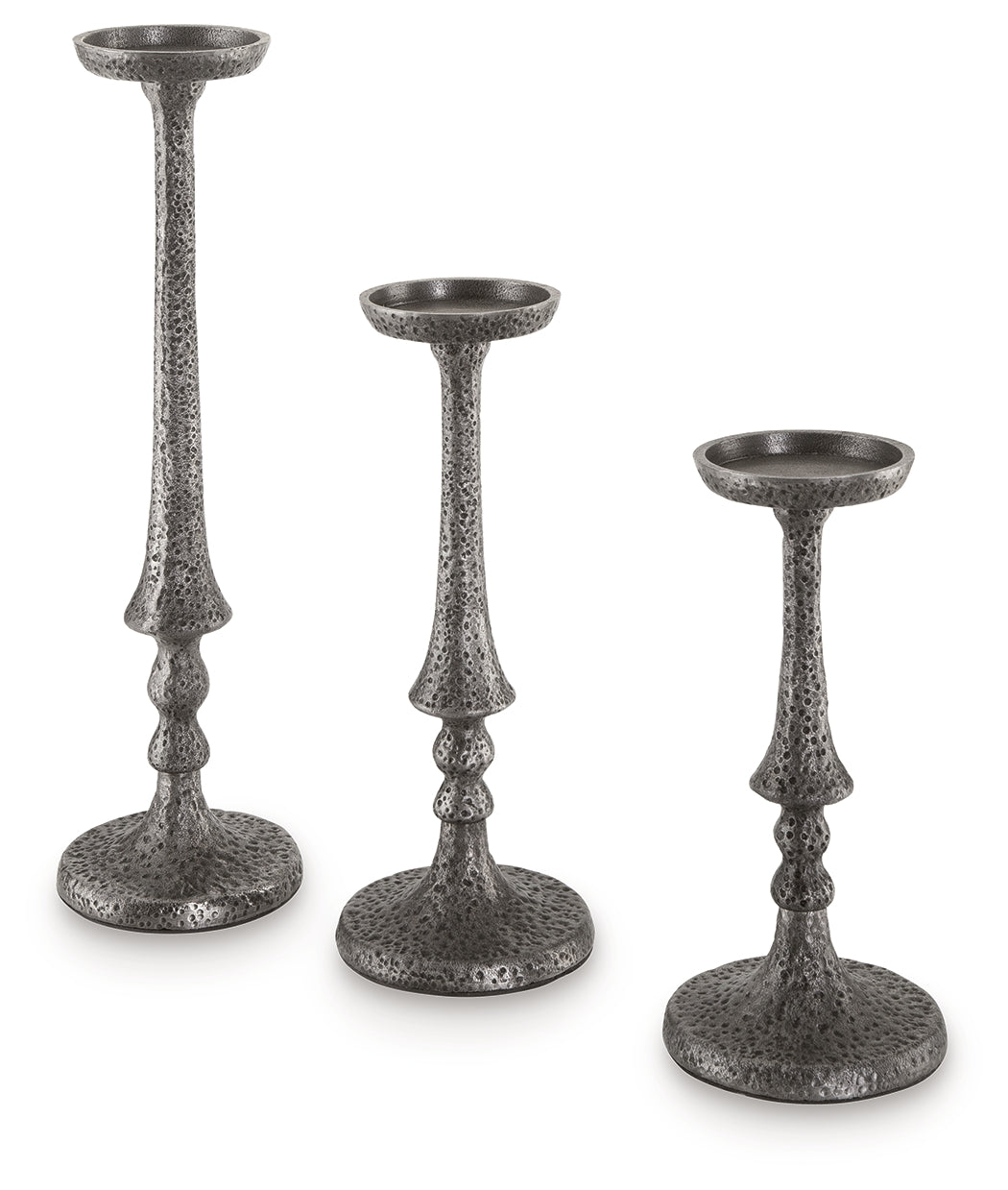 Eravell Pewter Finish Candle Holder (Set of 3)