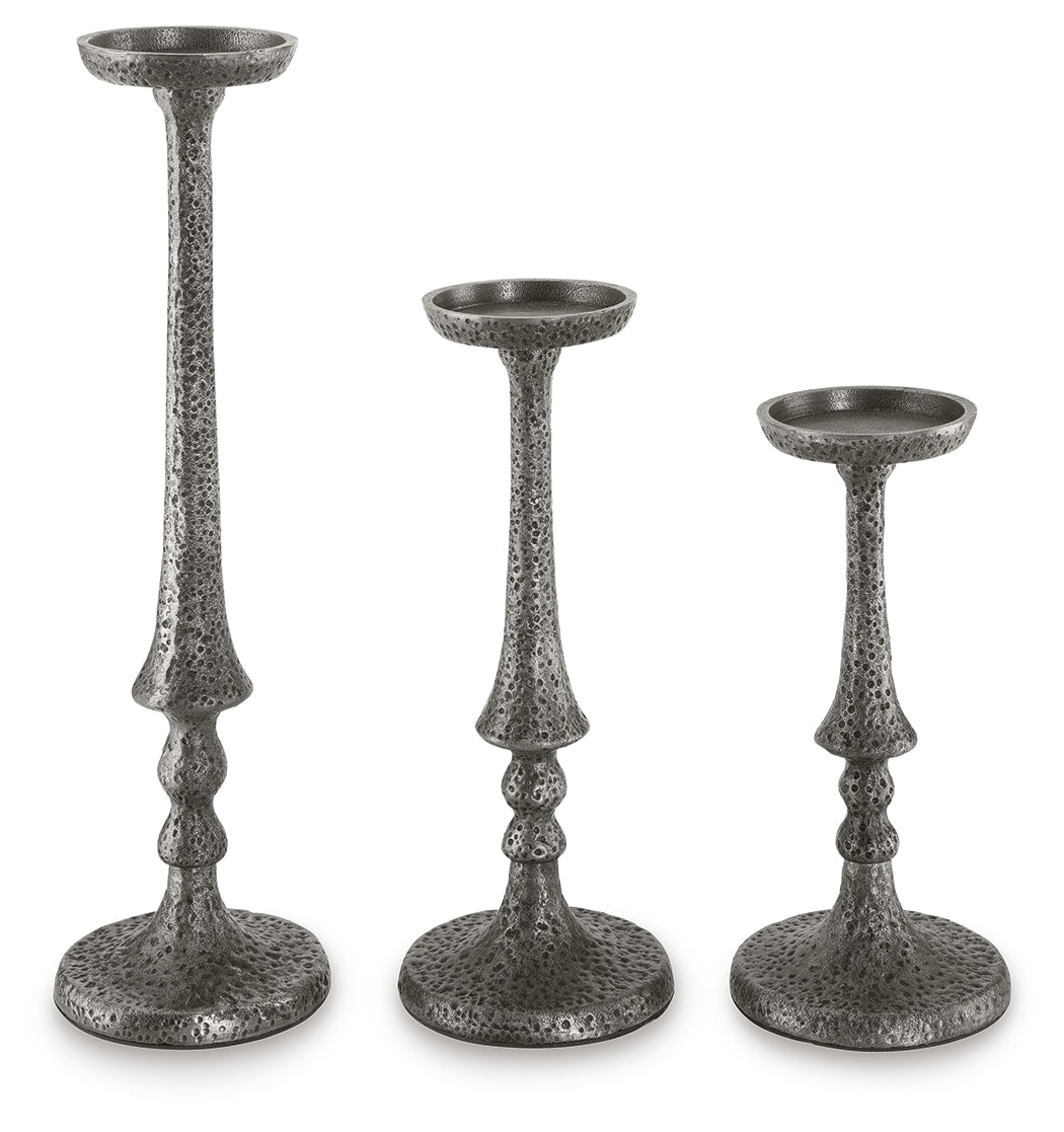 Eravell Pewter Finish Candle Holder (Set of 3)