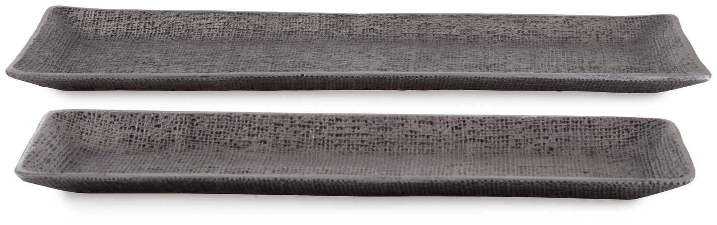 Garekton Pewter Finish Tray (Set of 2)