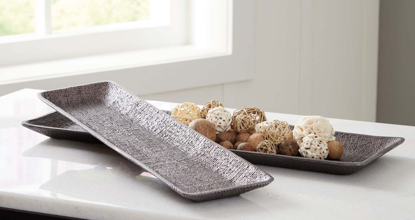 Garekton Pewter Finish Tray (Set of 2)