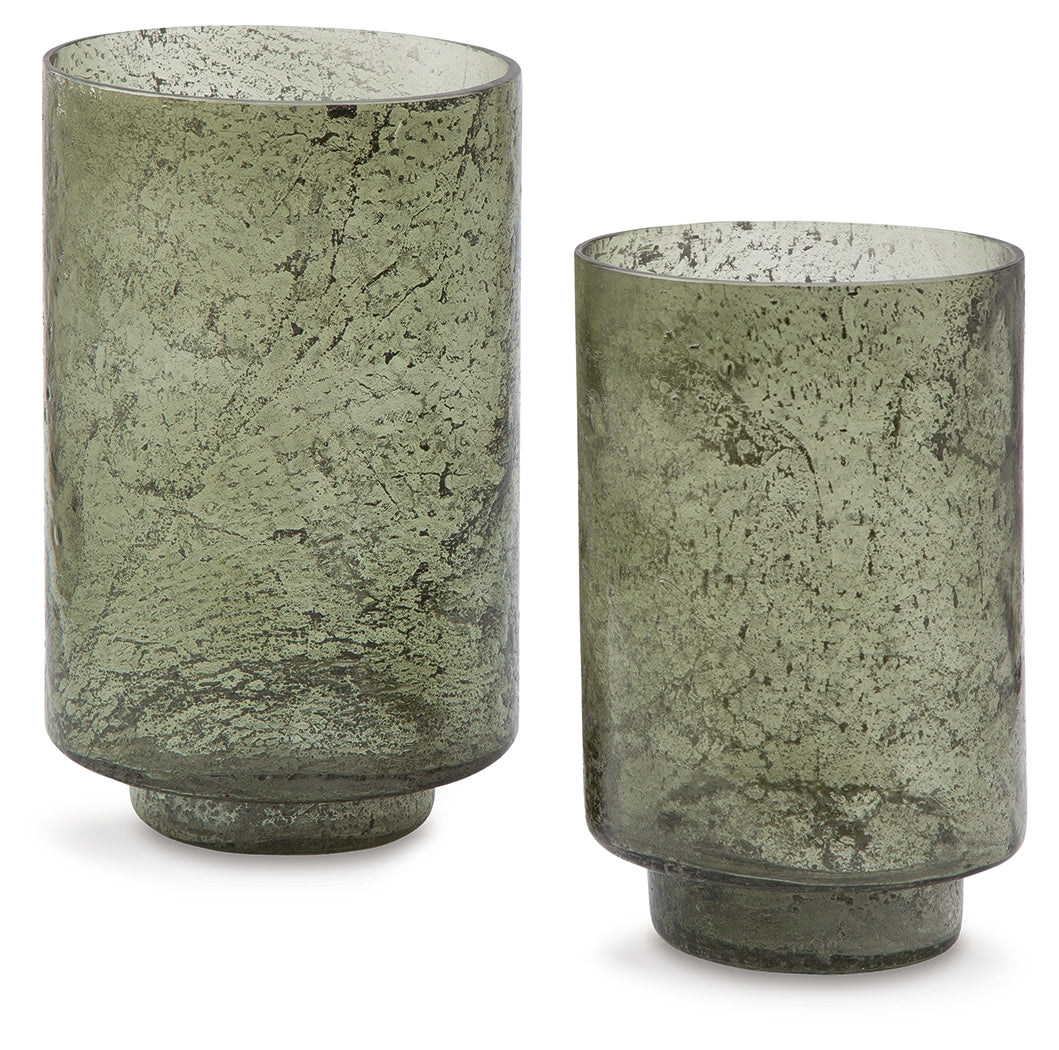 Clarkton Green Candle Holder Set (Set of 2)