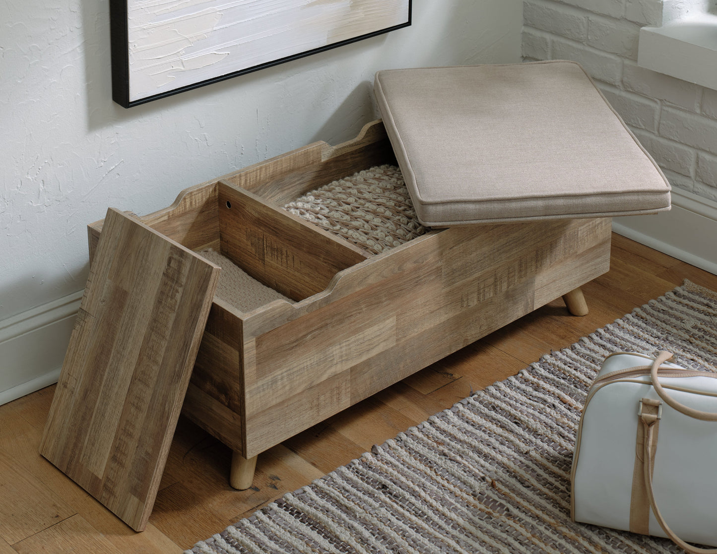 Gerdanet Beige/Brown Storage Bench