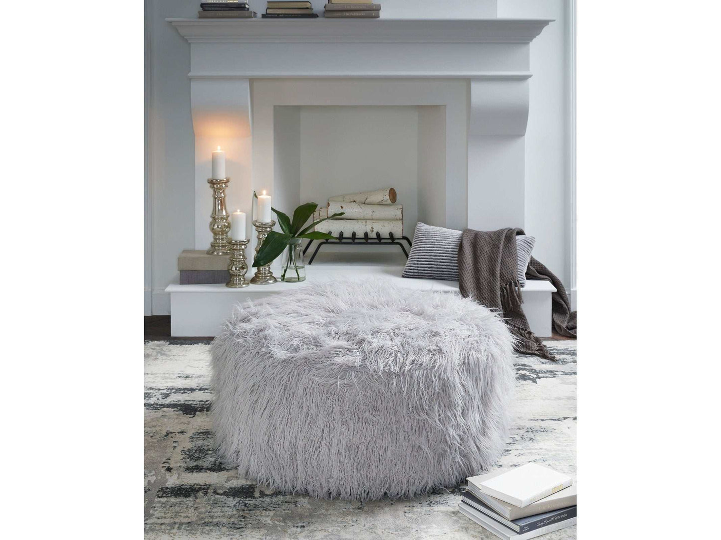 Galice Light Gray Oversized Accent Ottoman
