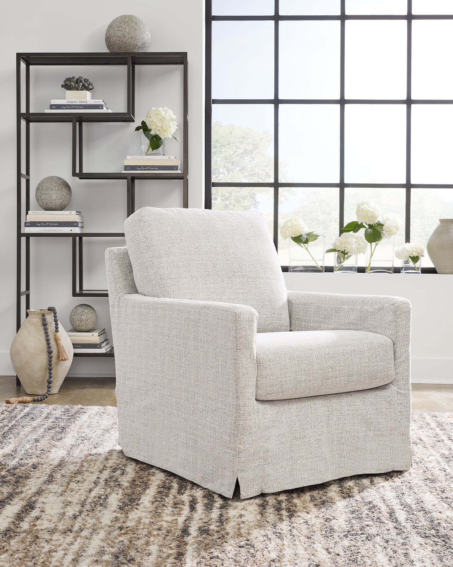 Nenana Next-Gen Nuvella Stone Swivel Glider Accent Chair