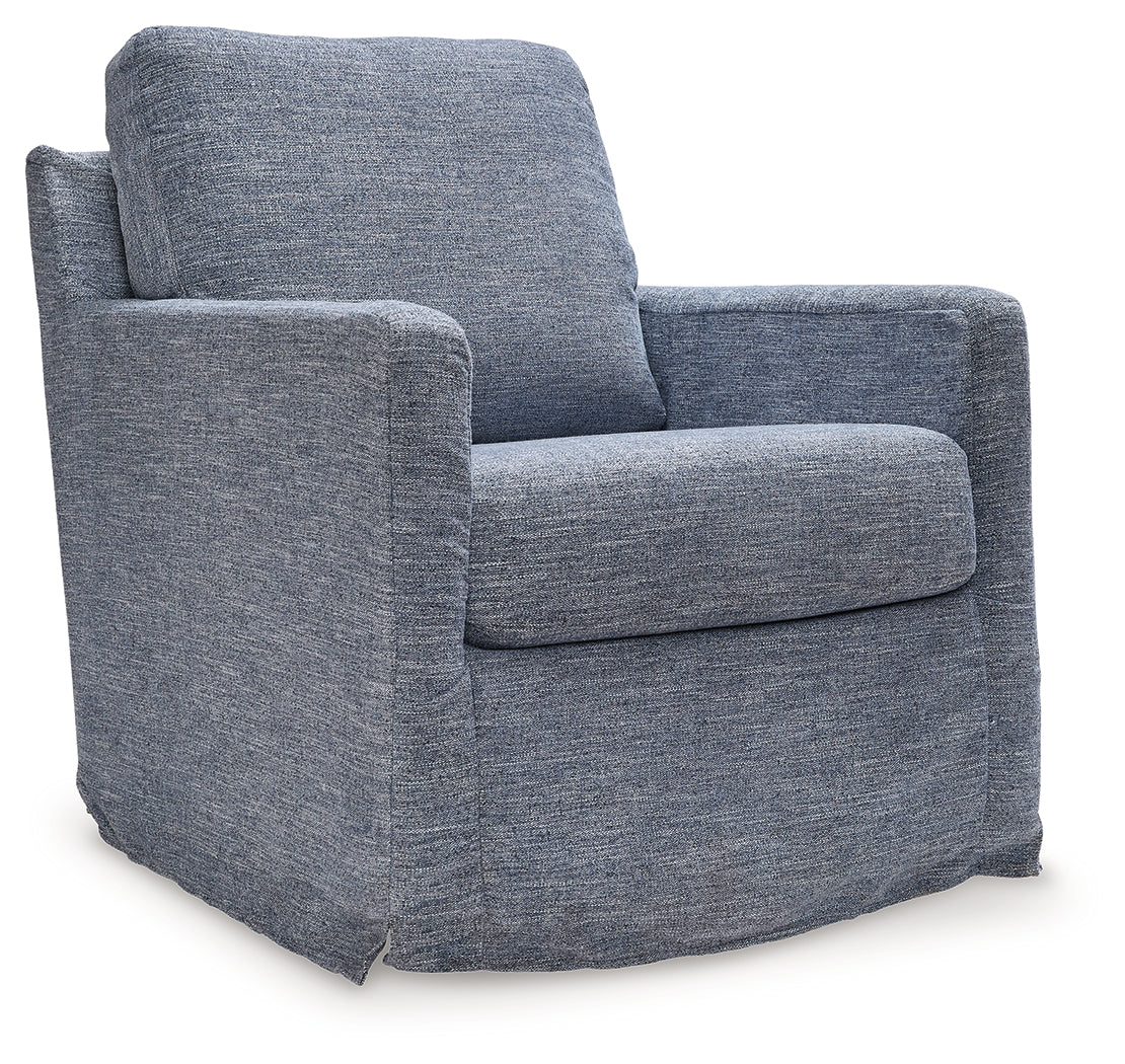 Nenana Next-Gen Nuvella Denim Swivel Glider Accent Chair