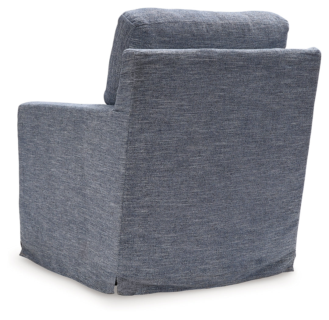 Nenana Next-Gen Nuvella Denim Swivel Glider Accent Chair