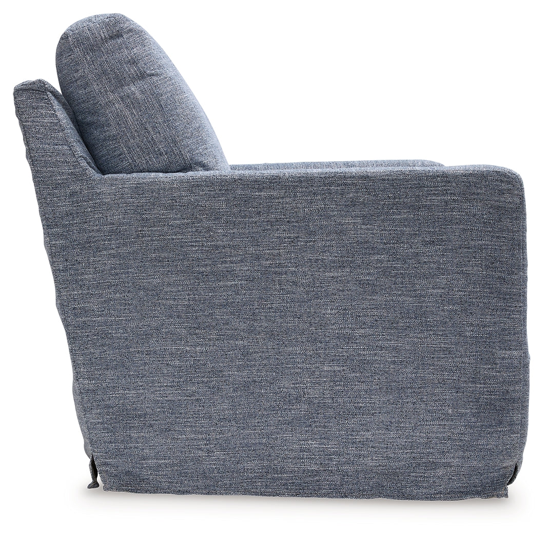 Nenana Next-Gen Nuvella Denim Swivel Glider Accent Chair