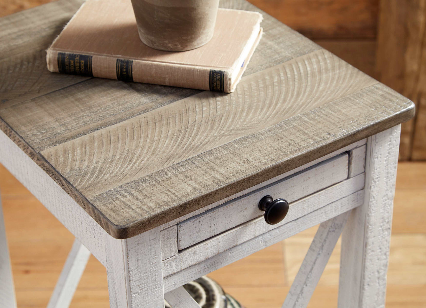 Adalane White & Gray Accent Table