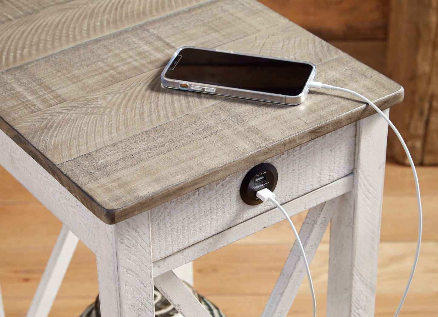 Adalane White & Gray Accent Table