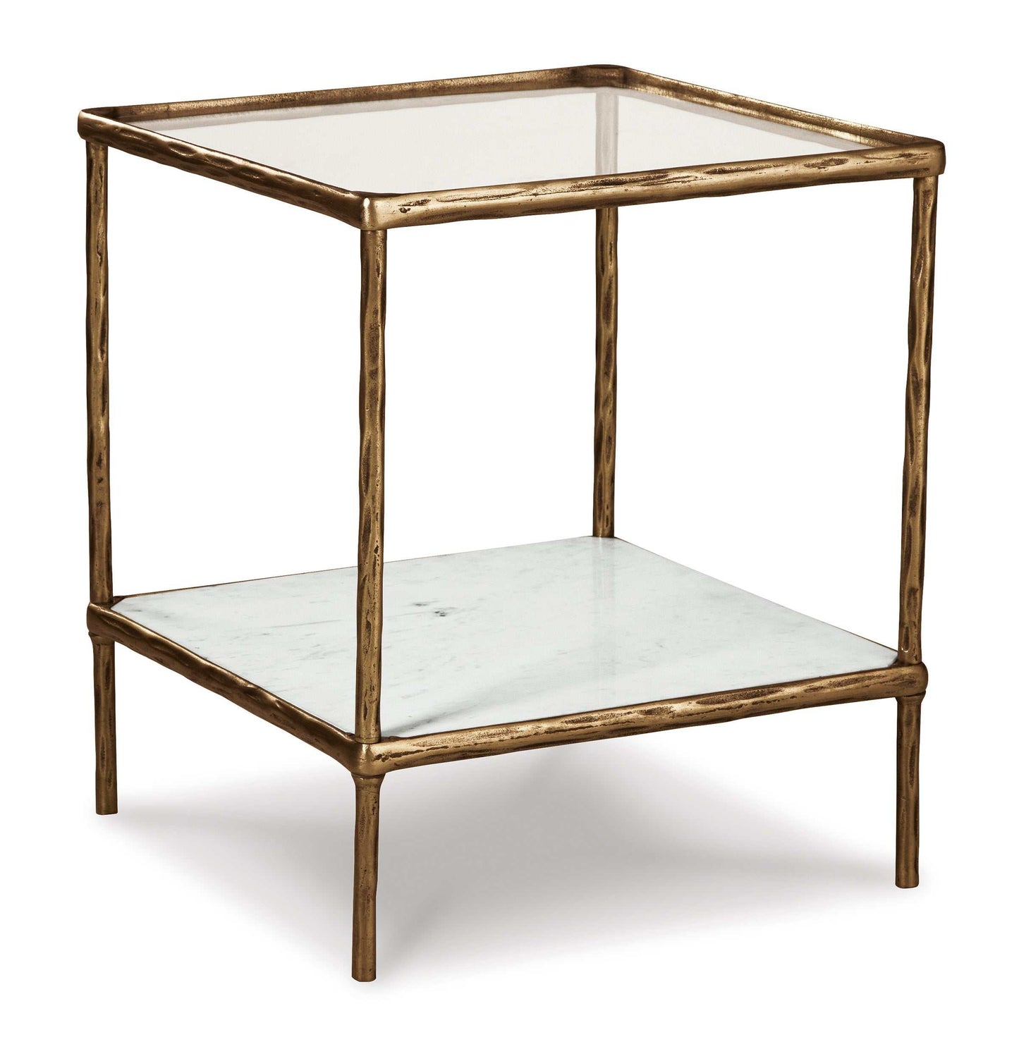 Ryandale Clear Glass & Marble End Table