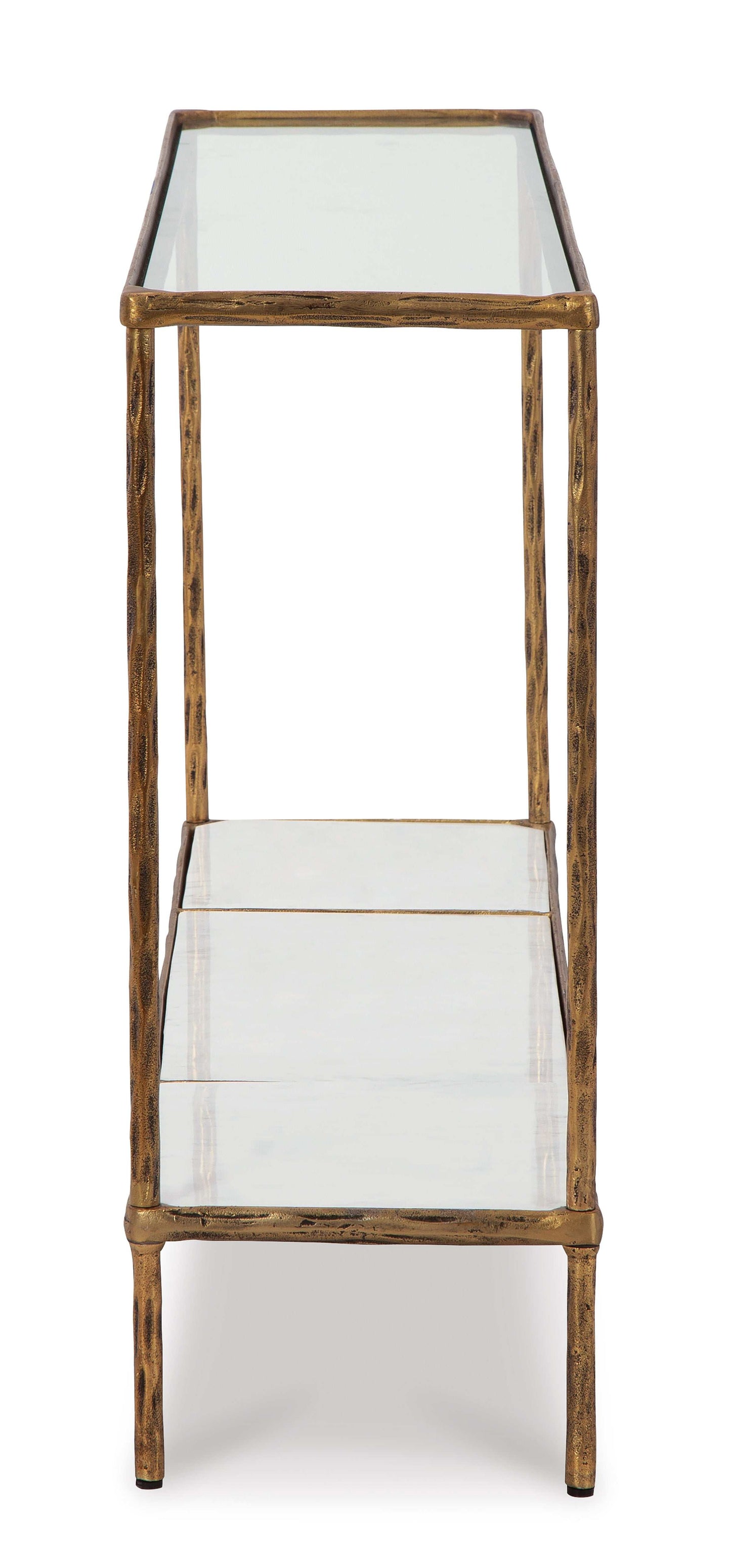 Ryandale Clear Glass & Marble Sofa Table