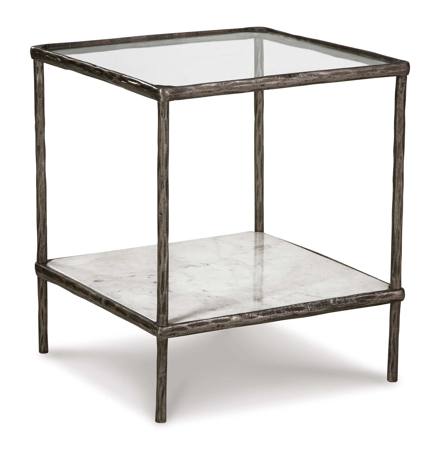 Ryandale Clear Glass & Marble End Table