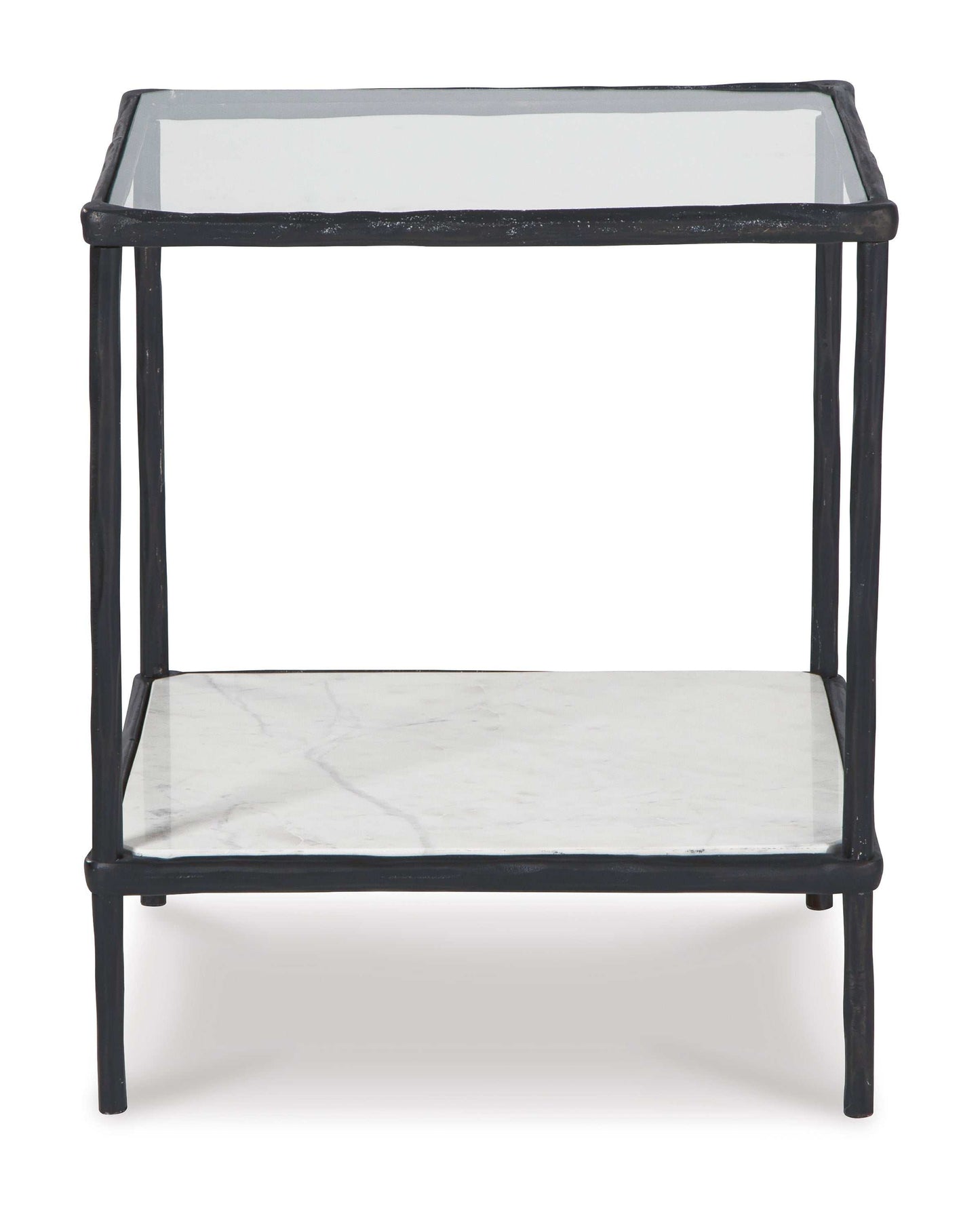 Ryandale Clear Glass & Marble End Table