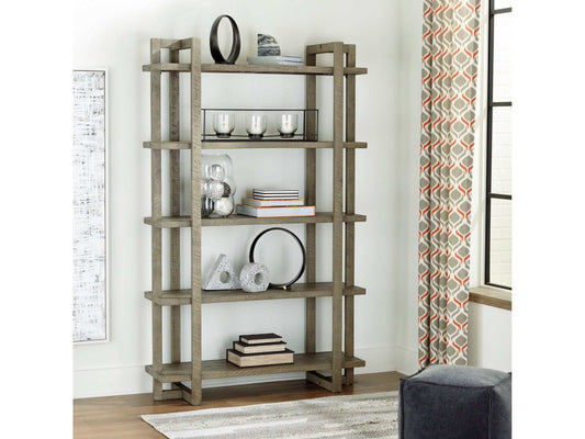 Bergton Distressed Gray Bookcase