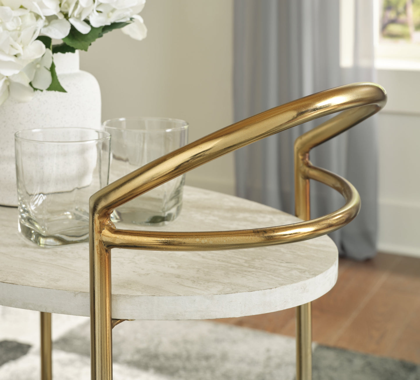 Tarica Cream/Gold Finish Bar Cart