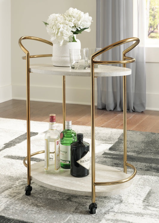 Tarica Cream/Gold Finish Bar Cart