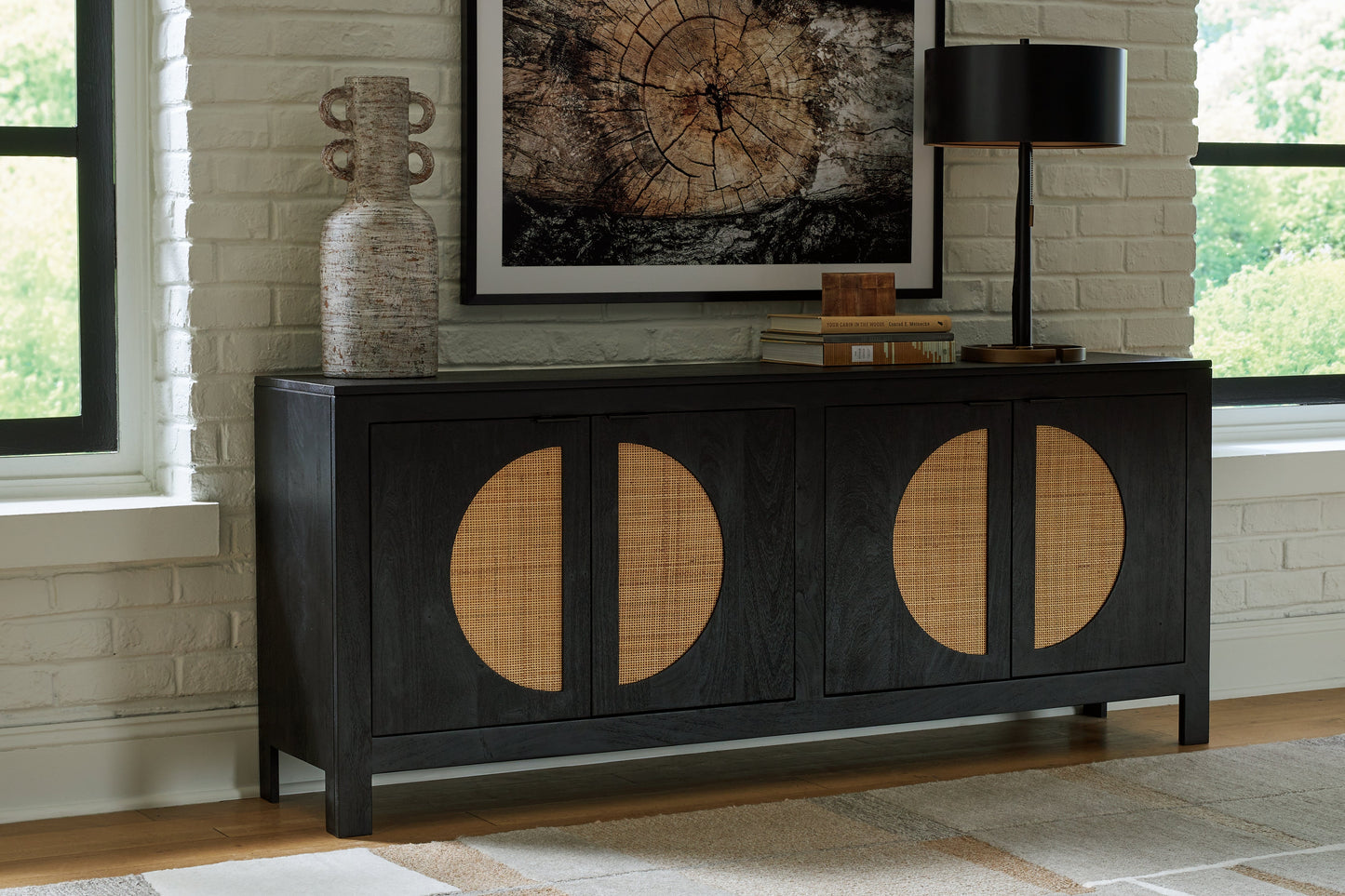 Cliffiings Black/Natural Accent Cabinet