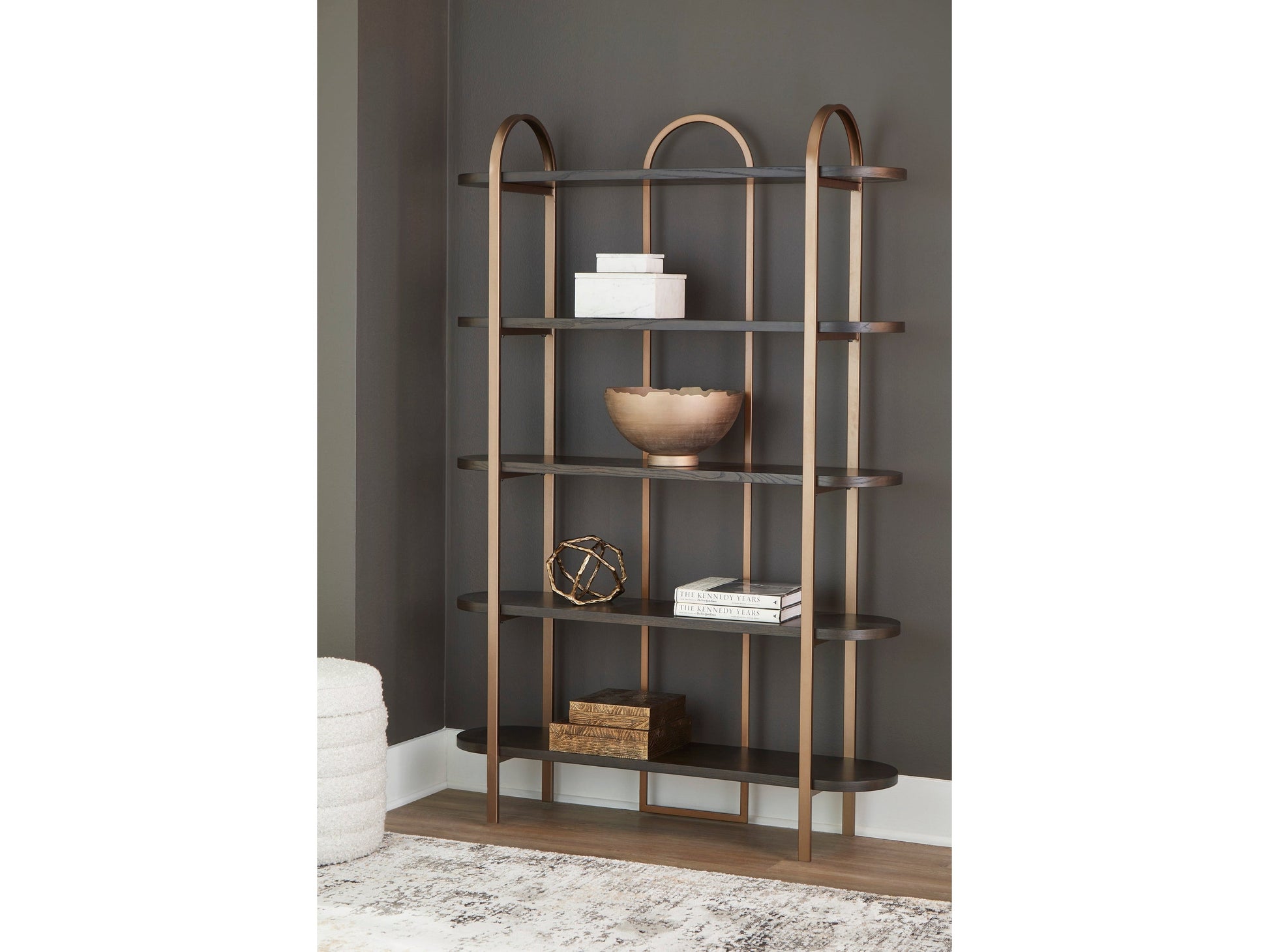 Brentmour Brown & Gold Bookcase - Ornate Home