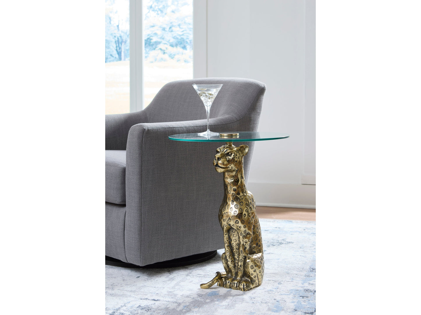 Vallain Antique Gold Accent Table - Ornate Home