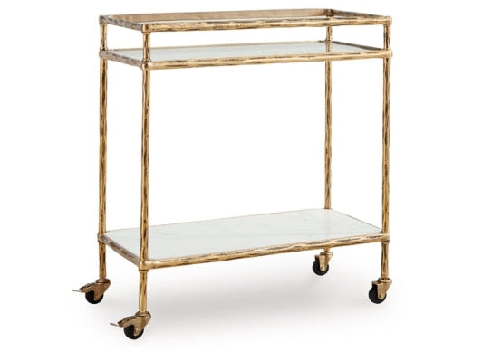 Plattfield Antique Gold Finish Bar Cart - Ornate Home