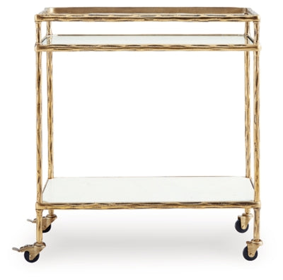 Plattfield Antique Gold Finish Bar Cart - Ornate Home