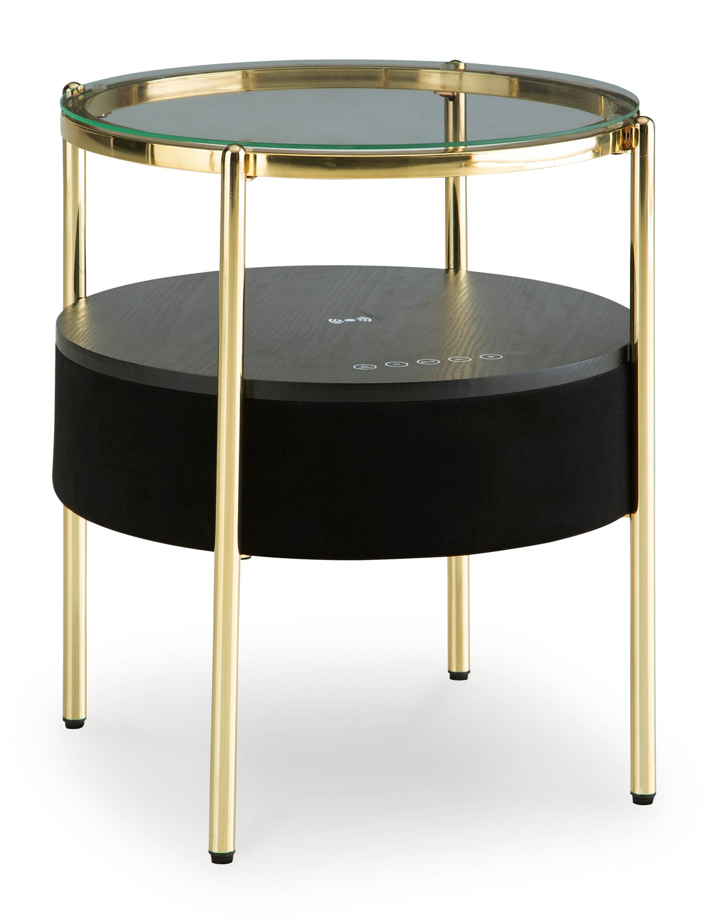 Nedman Black & Gold Accent Table w/ Speaker - Ornate Home