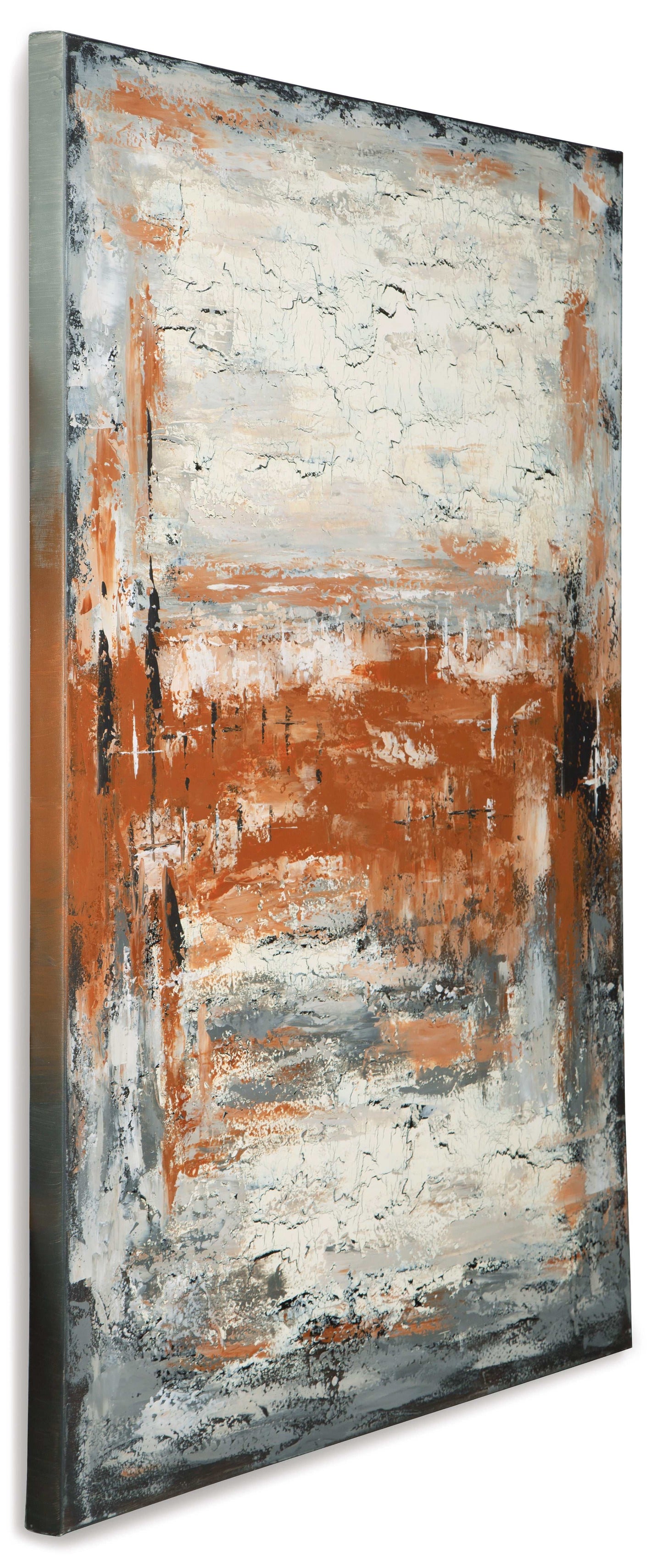 Carmely Gray/White/Orange Wall Art - Ornate Home